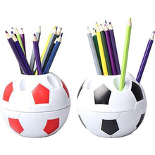 Load image into Gallery viewer, WONDS 2Pcs Pen Pencil Holder Plastic Desktop Organizer Container with Soccer Style for Children Students Soccer Shaped Holder Football Style Pen Holder Desktop Rack for Office Home Use
