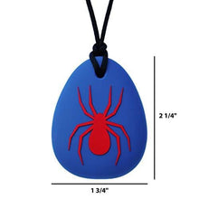 Load image into Gallery viewer, Munchables Spider Chew Necklace for Boys - Sensory Chewable Jewelry (Blue with Red)
