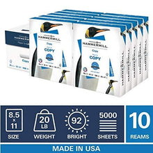 Load image into Gallery viewer, Hammermill Printer Paper, 20 lb Copy Paper, 8.5 x 11 - 10 Ream (5,000 Sheets) - 92 Bright, Made in the USA
