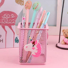 Load image into Gallery viewer, Trycooling 2 Pack Metal Cute Pen Pencil Holder Office Home Desk Square Pencil Cup Caddy Box Makeup Brush Holders for Girls (Unicorn)
