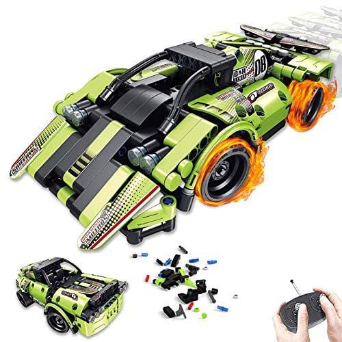 2 in 1 Remote Control Racing Car - 335 Piece Building Kit Take Apart RC Race Car Snap Together Engineering Car Kits Off-Road Truck STEM Building Toys Early Learning Racecar Toys Gift for Kids Age 6+