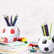 Load image into Gallery viewer, WONDS 2Pcs Pen Pencil Holder Plastic Desktop Organizer Container with Soccer Style for Children Students Soccer Shaped Holder Football Style Pen Holder Desktop Rack for Office Home Use
