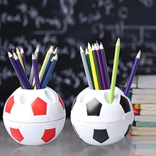 Load image into Gallery viewer, WONDS 2Pcs Pen Pencil Holder Plastic Desktop Organizer Container with Soccer Style for Children Students Soccer Shaped Holder Football Style Pen Holder Desktop Rack for Office Home Use
