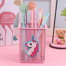 Load image into Gallery viewer, Trycooling 2 Pack Metal Cute Pen Pencil Holder Office Home Desk Square Pencil Cup Caddy Box Makeup Brush Holders for Girls (Unicorn)
