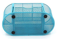 Load image into Gallery viewer, PAG Office Supplies Mesh Desk Organizer Pencil Holder Pen Cup Accessories Storage Caddy with Drawer for Women and Girls, 9 Compartments, Blue
