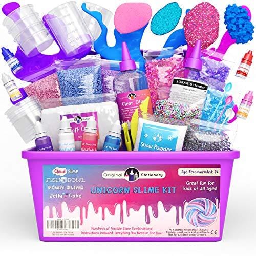 Original Stationery Unicorn Slime Kit Supplies Stuff for Girls Making Slime [Everything in One Box] Kids Can Make Unicorn, Glitter, Fluffy Cloud, Floam Putty, Pink