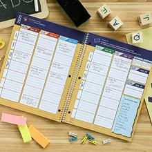 Load image into Gallery viewer, Dated Elementary Student Planner for Academic Year 2020-2021 (Matrix Style - 8.5&quot;x11&quot; - Corkboard Cover) - Ruler/Bookmark and Planning Stickers
